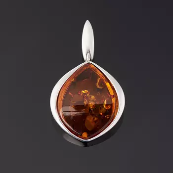Кулон янтарь (серебро 925 пр. родир. бел.)