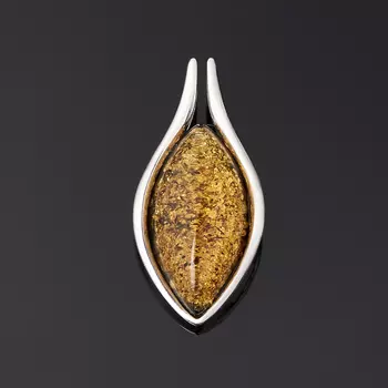 Кулон янтарь (серебро 925 пр. родир. бел.)