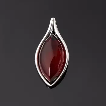 Кулон янтарь (серебро 925 пр. родир. бел.)