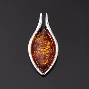 Кулон янтарь (серебро 925 пр. родир. бел.)