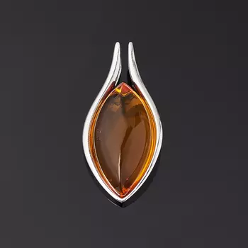 Кулон янтарь (серебро 925 пр. родир. бел.)