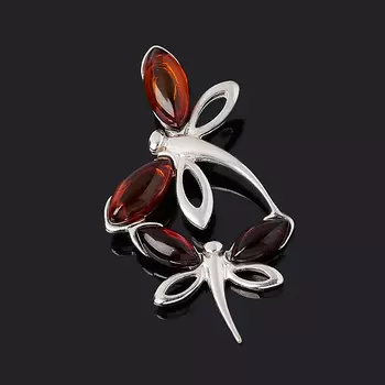 Кулон янтарь (серебро 925 пр. родир. бел.)