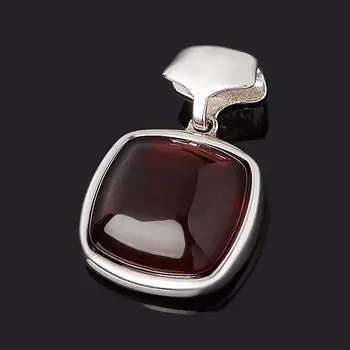 Кулон янтарь (серебро 925 пр. родир. бел.) квадрат