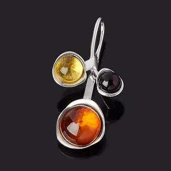 Кулон янтарь (серебро 925 пр. родир. бел.)