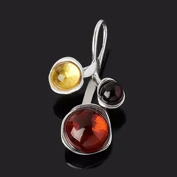 Кулон янтарь (серебро 925 пр. родир. бел.)