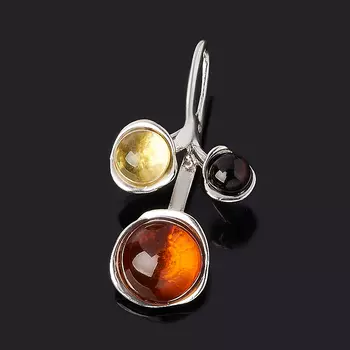 Кулон янтарь (серебро 925 пр. родир. бел.)