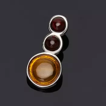 Кулон янтарь (серебро 925 пр. родир. бел.)