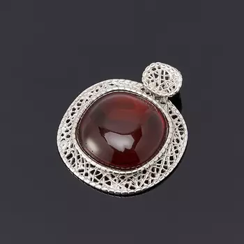 Кулон янтарь (серебро 925 пр. родир. бел.)