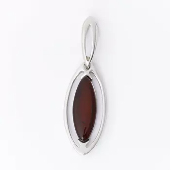 Кулон янтарь (серебро 925 пр. родир. бел.)