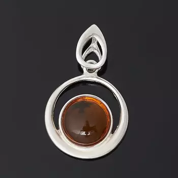 Кулон янтарь (серебро 925 пр. родир. бел.)