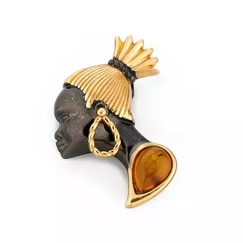 Кулон янтарь (серебро 925 пр. родир. черн. позолота)