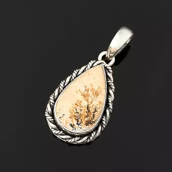 Кулон яшма дендритовая капля (серебро 925 пр.)