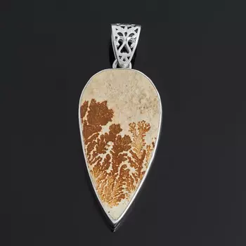 Кулон яшма дендритовая (серебро 925 пр.) капля