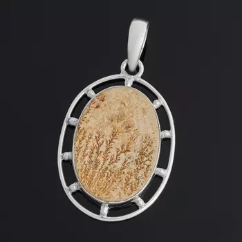 Кулон яшма дендритовая (серебро 925 пр.) овал