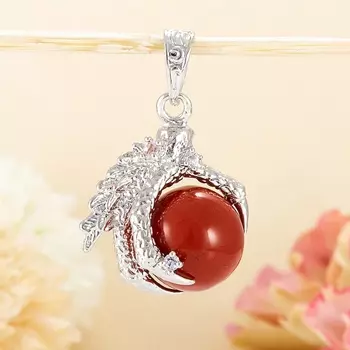 Кулон яшма красная (биж. сплав) лапа орла 4 см