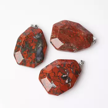 Кулон яшма красная (биж. сплав) огранка 5 см