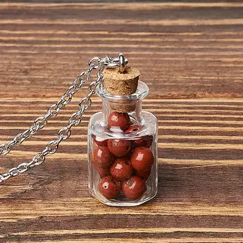 Кулон яшма красная (биж. сплав, стекло) бутылочка 3 см