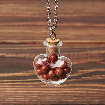 Кулон яшма красная (биж. сплав, стекло) бутылочка 3 см