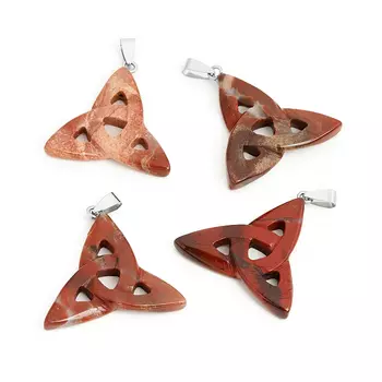 Кулон яшма красная (биж. сплав) трикветр 4,5-5 см