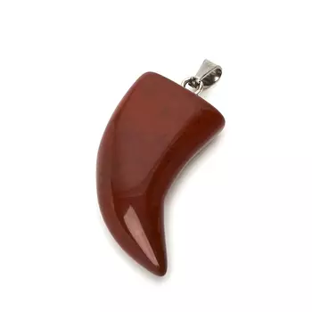Кулон яшма красная клык (биж. сплав) 3,5 см