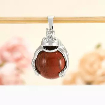 Кулон яшма красная лягушка 3 см