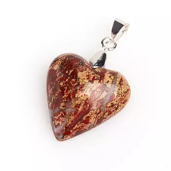 Кулон яшма красная сердечко (биж. сплав) 4 см
