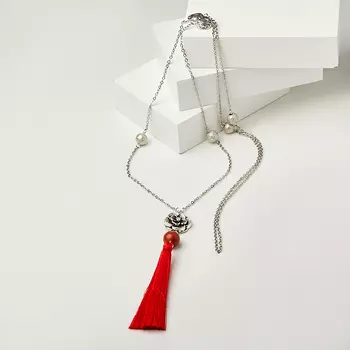 Кулон яшма красная (текстиль, сталь хир., биж. сплав)