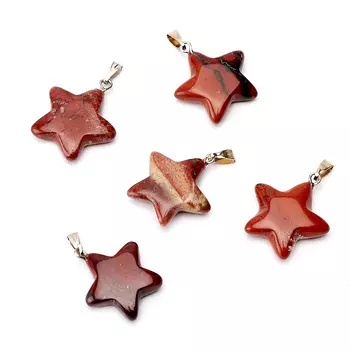 Кулон яшма красная (биж. сплав) звезда 2,5-3 см