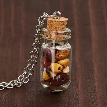 Кулон яшма мукаит (биж. сплав) бутылочка 3,5 см