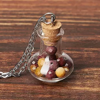 Кулон яшма мукаит (биж. сплав) бутылочка огранка 2,5 см