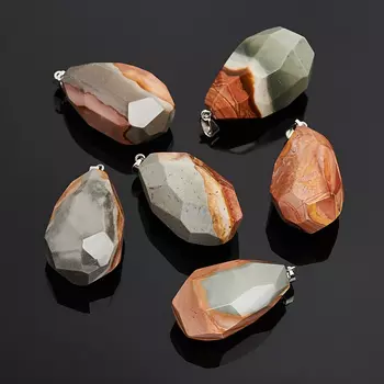 Кулон яшма пестроцветная (биж. сплав) огранка 4,5-5 см