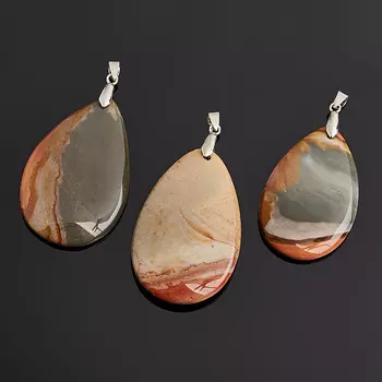 Кулон яшма пестроцветная капля 6,5 см