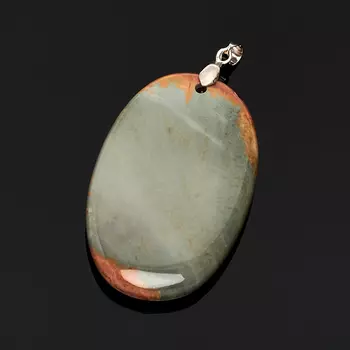 Кулон яшма пестроцветная овал (биж. сплав) 6,5-7 см