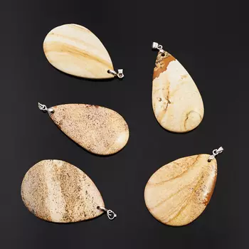 Кулон яшма рисунчатая капля (биж. сплав) 6-7 см