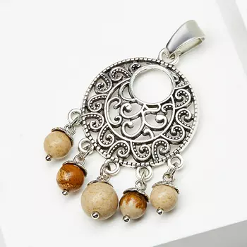 Кулон яшма рисунчатая (песочная) (биж. сплав)