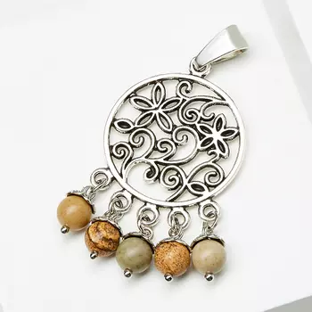 Кулон яшма рисунчатая (песочная) (биж. сплав)