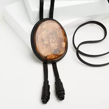 Кулон яшма рисунчатая (песочная) (кожа натуральная)