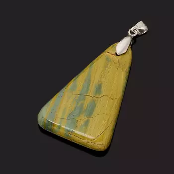 Кулон яшма зеленая (биж. сплав)