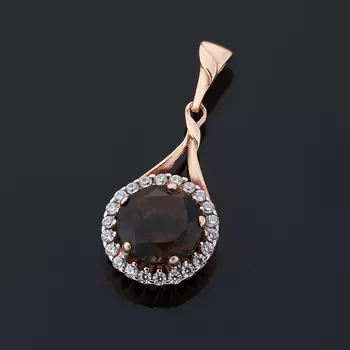 Кулон раухтопаз огранка (серебро 925 пр., позолота)