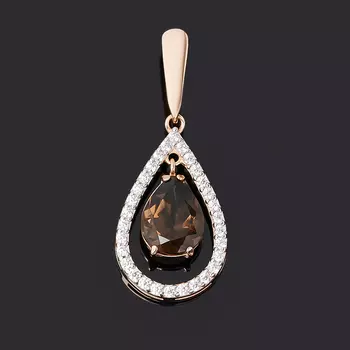 Кулон раухтопаз (серебро 925 пр. позолота) капля огранка