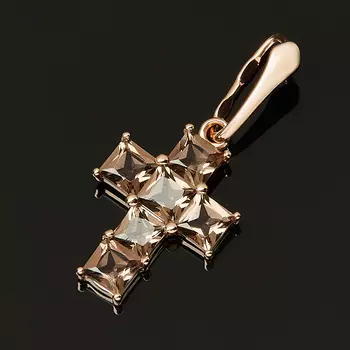 Кулон раухтопаз (серебро 925 пр. позолота) крест огранка