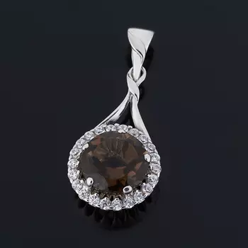 Кулон раухтопаз (серебро 925 пр. родир. бел.) огранка