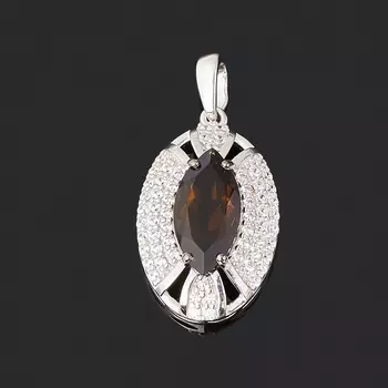 Кулон раухтопаз (серебро 925 пр. родир. бел., родир. черн.) огранка