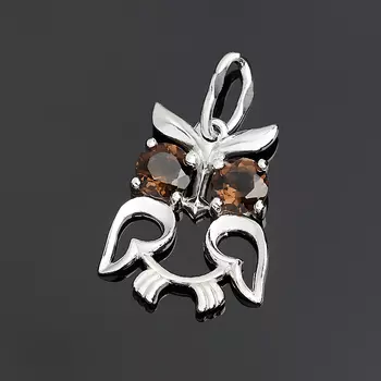 Кулон раухтопаз (серебро 925 пр. родир. бел.) огранка