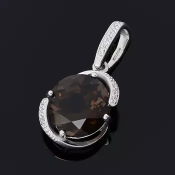 Кулон раухтопаз (серебро 925 пр. родир. бел.) огранка