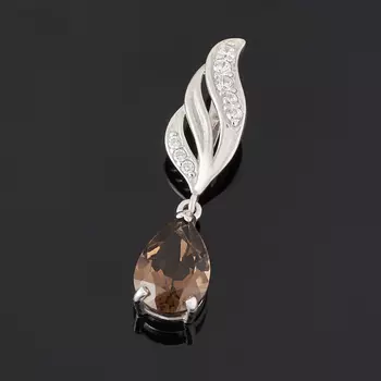 Кулон раухтопаз (серебро 925 пр. родир. бел.) огранка