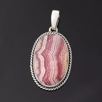 Кулон родохрозит (серебро 925 пр. оксидир.) овал