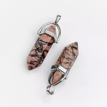 Кулон родонит (биж. сплав) кристалл 3,5-4 см