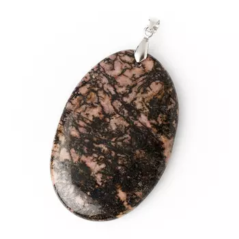 Кулон родонит (биж. сплав) овал 6-7 см