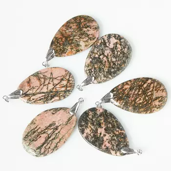 Кулон родонит капля (биж. сплав) 7 см